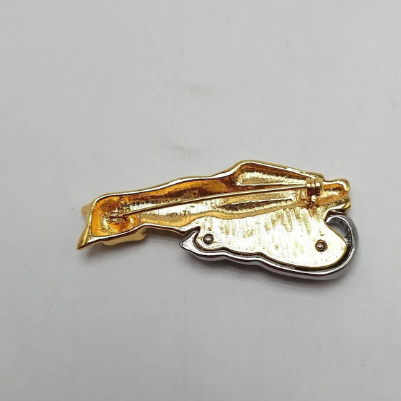 Vintage Liz Claiborne Gold and Silver Tone Cat Cats Brooch Pin - Picture 3 of 5
